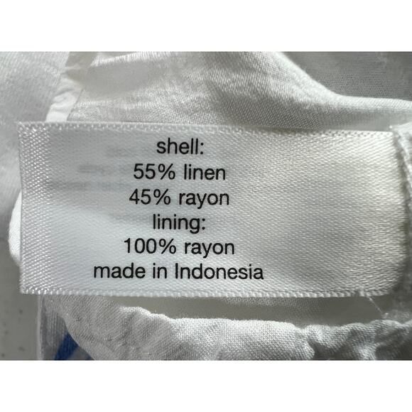 Lane Bryant Womens Plus Size 18 Flutter-Sleeve Tie-Back Linen Dress Blue White - Picture 11 of 13